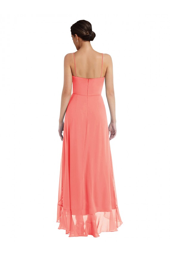 Sleeveless Coral A-Line Spaghetti Straps High Low Bridesmaid Dress Mississauga