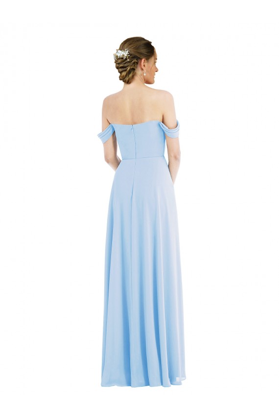 Sleeveless Light Sky Blue A-Line Off the Shoulder Formal Evening Gown / Bridesmaid Dress Mississauga