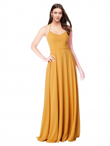 Sleeveless Saffron A-Line V-Neck Formal Dress / Bridesmaid Dress Mississauga