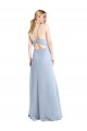 Sleeveless Light Sky Blue Keyhole Back A-Line Halter Neck Bridesmaid Dress / Evening Dress Mississauga