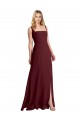 Sleeveless Burgundy Gold Low Back A-Line Square Neck Bridesmaid Dress Mississauga