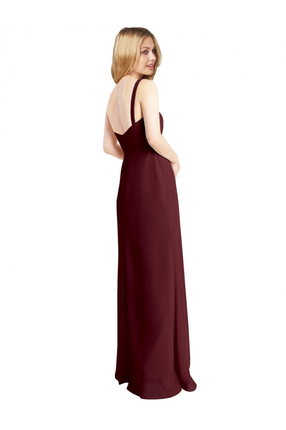 Sleeveless Burgundy Gold Low Back A-Line Square Neck Bridesmaid Dress Mississauga