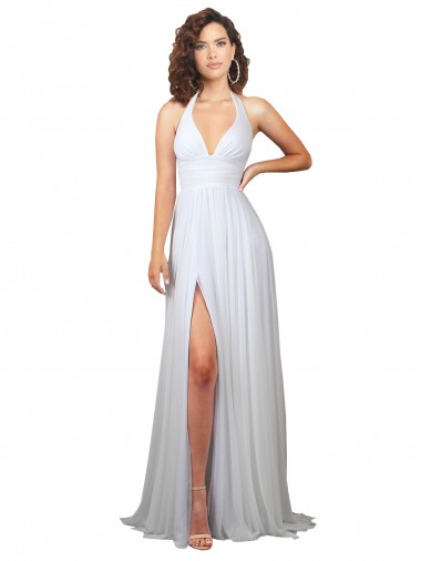 Sleeveless White Low Back A-Line V-Neck Beach Wedding Dress Mississauga