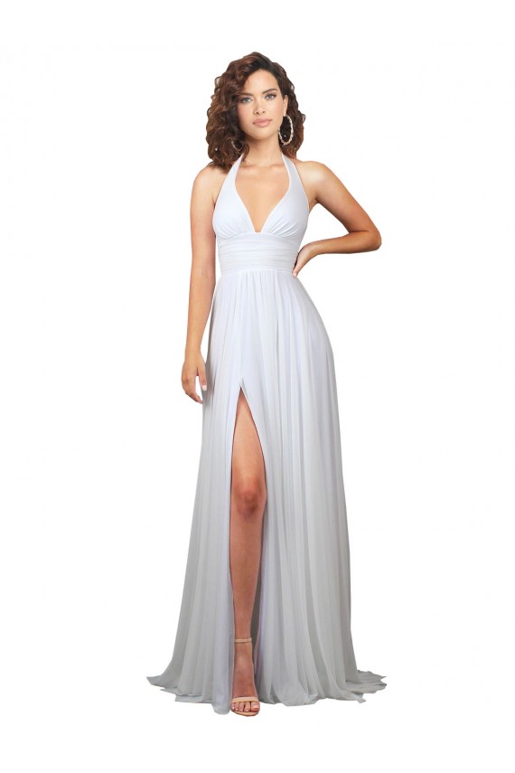 Sleeveless White Low Back A-Line V-Neck Beach Wedding Dress Mississauga