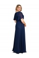 Short Flutter Sleeves Dark Navy A-Line V-Neck Formal Plus Size Evening Gown / Prom Dress / Bridesmaid Dress Mississauga
