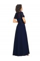 Short Sleeves Dark Navy A-Line Round Neck Prom Dress / Bridesmaid Dress Mississauga