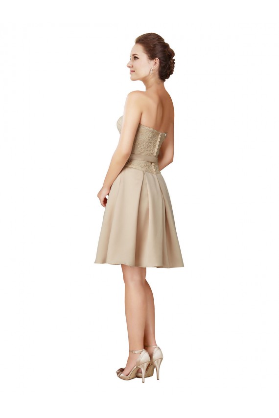 Sleeveless Champagne A-Line Satin & Lace Sweetheart Bridesmaid Dress Mississauga