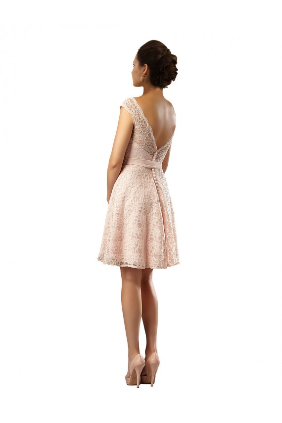 Cap Sleeves Pink A-Line Bateau Neck Bridesmaid Dress Mississauga