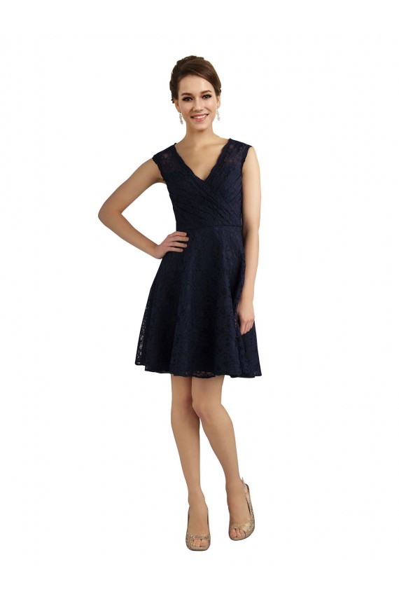 Sleeveless Dark Navy A-Line Lace V-Neck Bridesmaid Dress / Evening Dress Mississauga