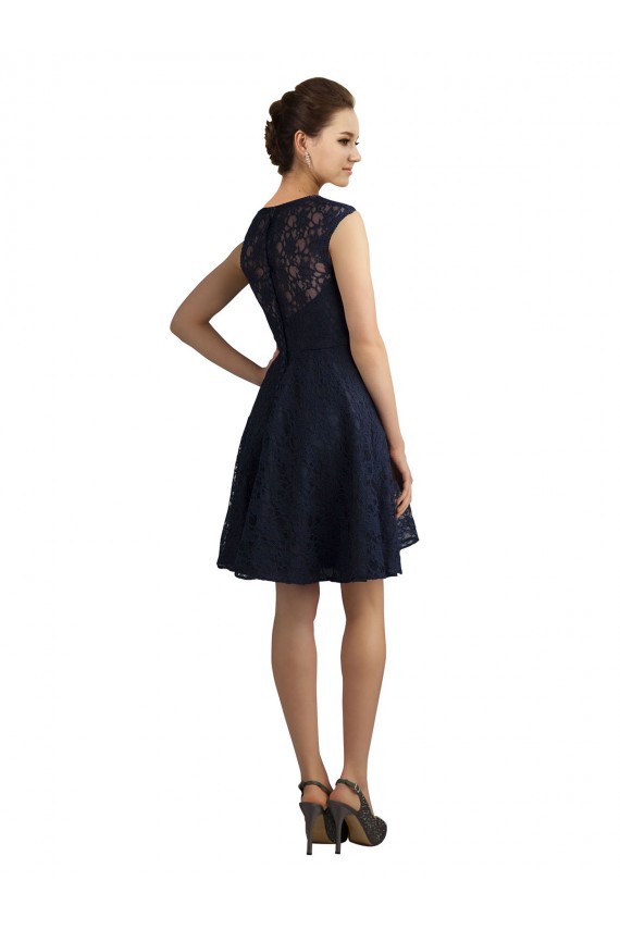 Sleeveless Dark Navy A-Line Lace V-Neck Bridesmaid Dress / Evening Dress Mississauga