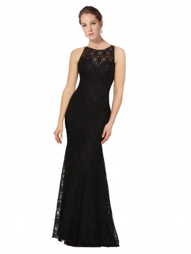 Sleeveless Black Open Back Sheath Jewel Neck Bridesmaid Dress Mississauga