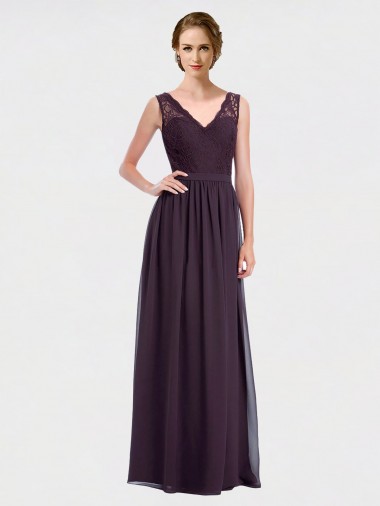 Sleeveless Grape V-Back A-Line V-Neck Bridesmaid Dress / Evening Dress Mississauga