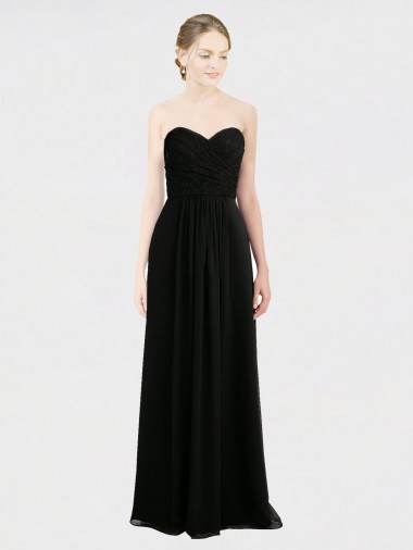 Sleeveless Black Low Back A-Line Sweetheart Bridesmaid Dress Mississauga