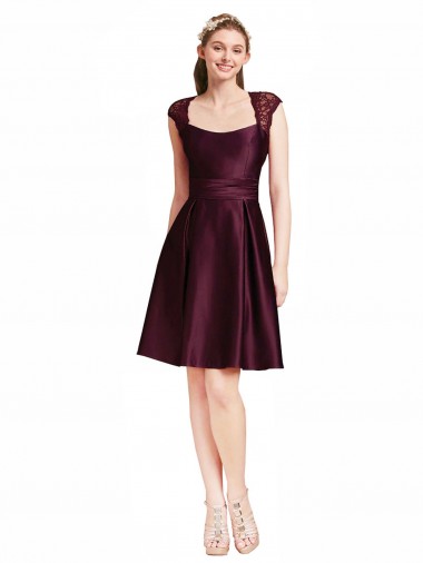 Sleeveless Grape Open Back A-Line Square Neck Bridesmaid Dress Mississauga