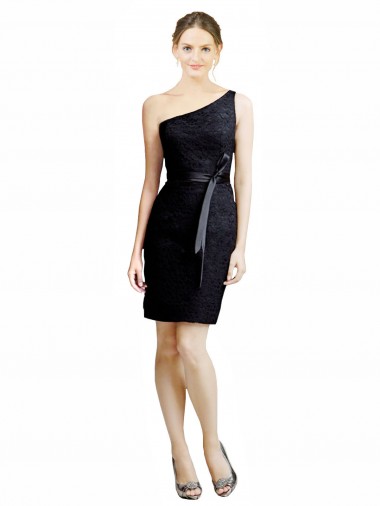 Sleeveless Black Open Back A-Line One Shoulder Bridesmaid Dress Mississauga