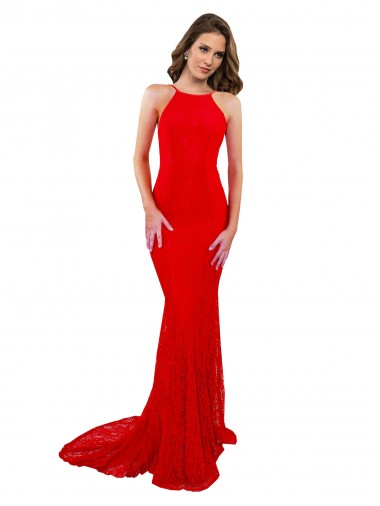 Sleeveless Red Open Back Mermaid High Neck Evening Gown / Prom Dress / Bridesmaid Dress Mississauga