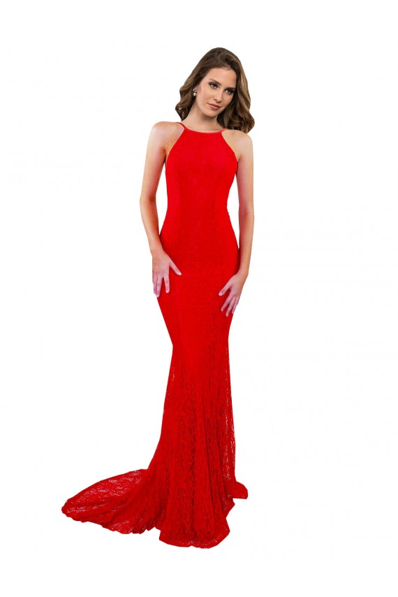 Sleeveless Red Open Back Mermaid High Neck Evening Gown / Prom Dress / Bridesmaid Dress Mississauga