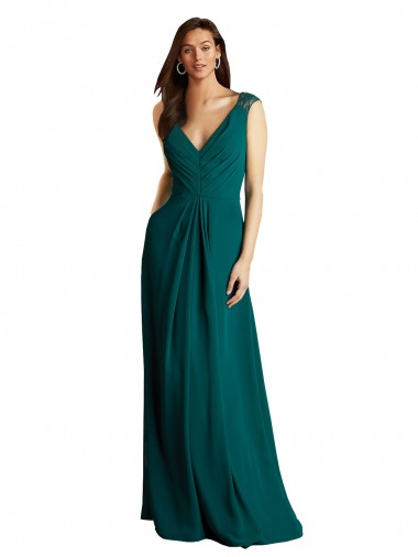 Sleeveless Hunter Open Back A-Line V-Neck Bridesmaid Dress Mississauga