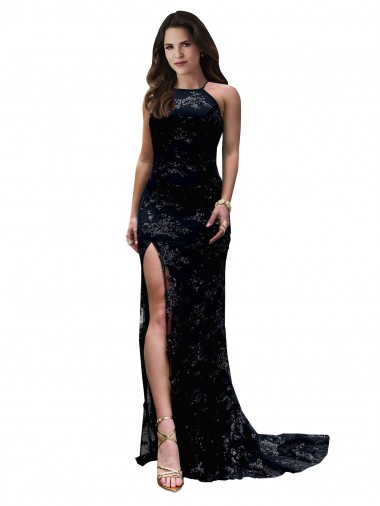 Sleeveless Black Open Back Mermaid High Neck Black Tie Evening Gown / Prom Dress / Bridesmaid Dress Mississauga