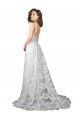 Sleeveless Off White Low Back A-Line Lace V-Neck Wedding Dress Mississauga