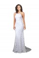 Sleeveless White Low Back Sheath High Neck Wedding Dress Mississauga