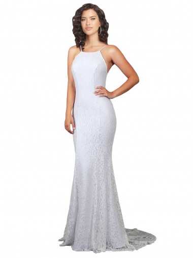 Sleeveless White Backless Mermaid High Neck Wedding Dress Mississauga