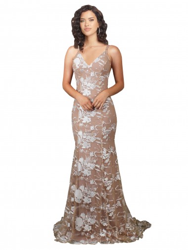 Sleeveless Champagne Open Back Mermaid V-Neck Wedding Dress Mississauga