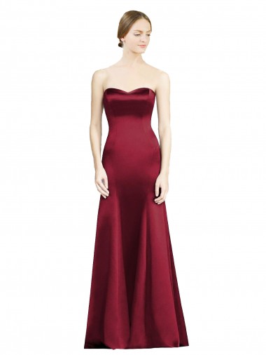 Sleeveless Burgundy Mermaid Satin Sweetheart Bridesmaid Dress Mississauga