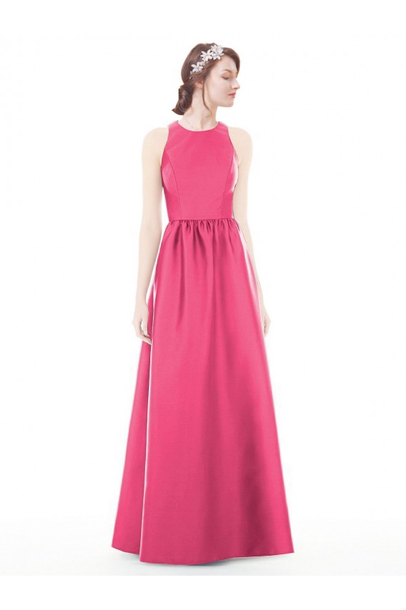 Sleeveless Ruby Keyhole Back A-Line Jewel Neck Bridesmaid Dress Mississauga