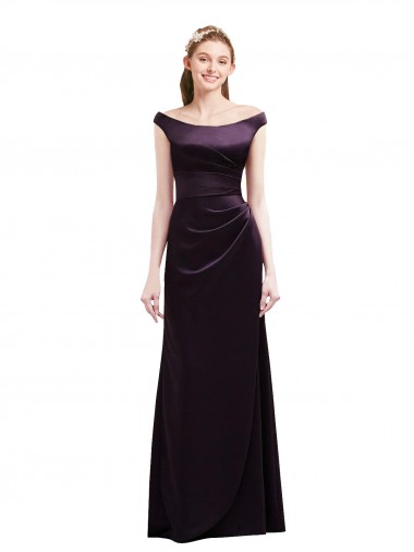 Cap Sleeves Grape A-Line Off the Shoulder Bridesmaid Dress Mississauga