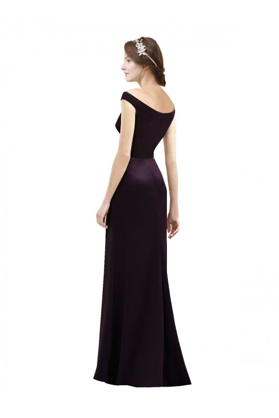 Cap Sleeves Grape A-Line Off the Shoulder Bridesmaid Dress Mississauga