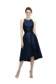 Sleeveless Dark Navy A-Line Halter Neck High Low Bridesmaid Dress Mississauga