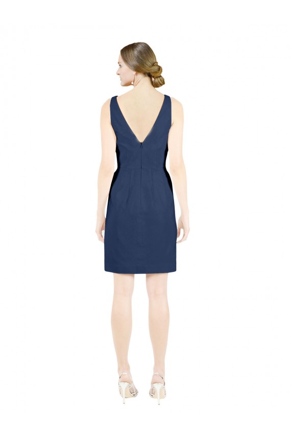 Sleeveless Dark Navy Open Back A-Line V-Neck Evening Gown / Bridesmaid Dress Mississauga