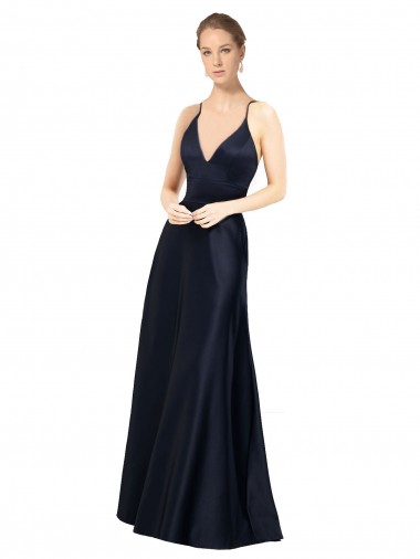 Sleeveless Dark Navy A-Line Spaghetti Straps Prom Dress / Bridal Party Dress Mississauga