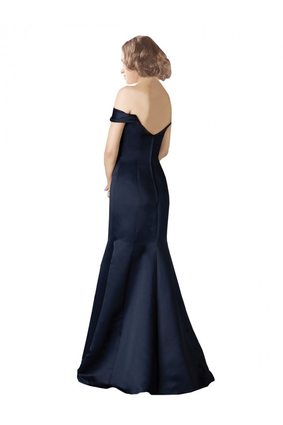 Cap Sleeves Dark Navy Mermaid Off the Shoulder Prom Dress / Bridesmaid Dress Mississauga