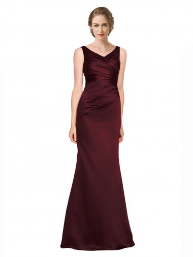 Sleeveless Burgundy Low Back A-Line V-Neck Black Tie Evening Gown / Prom Dress / Bridesmaid Dress Mississauga