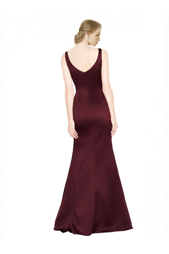 Sleeveless Burgundy Low Back A-Line V-Neck Black Tie Evening Gown / Prom Dress / Bridesmaid Dress Mississauga