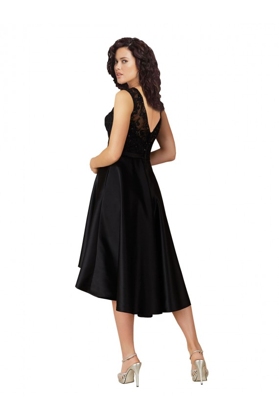 Sleeveless Black A-Line Illusion Neck High Low Bridesmaid Dress Mississauga