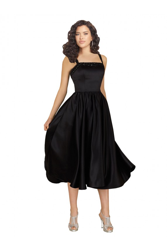 Sleeveless Black A-Line Square Neck Prom Dress / Bridesmaid Dress Mississauga