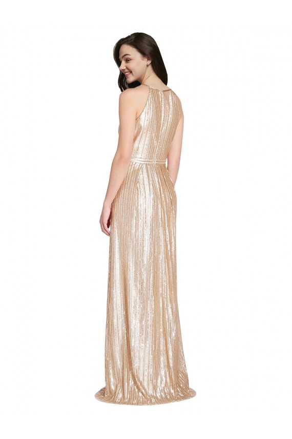 Sleeveless Gold Sheath Halter Neck Formal Evening Gown / Prom Dress / Bridesmaid Dress Mississauga
