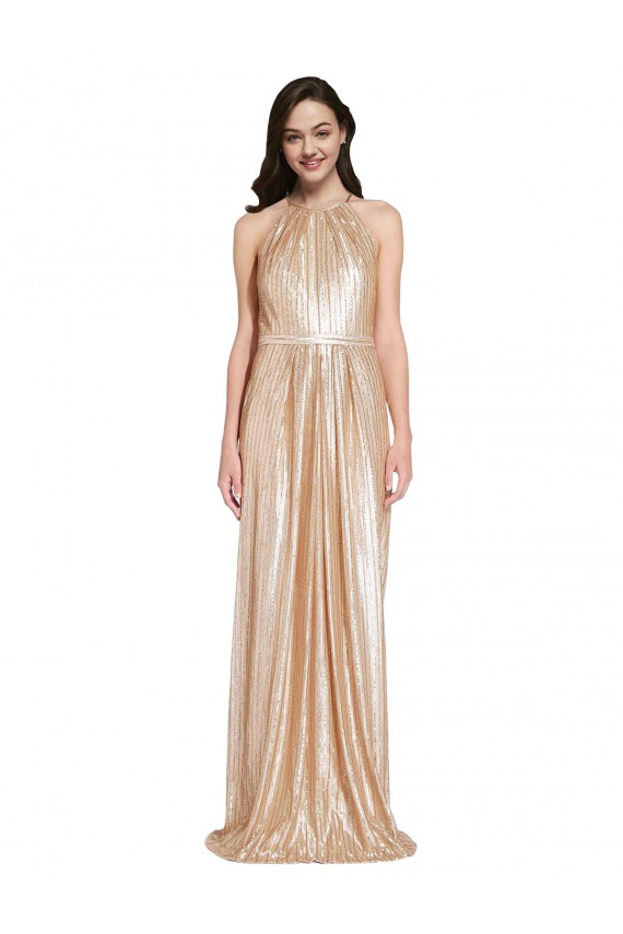 Sleeveless Gold Sheath Halter Neck Formal Evening Gown / Prom Dress / Bridesmaid Dress Mississauga