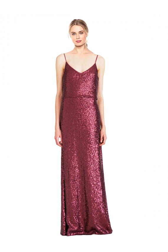 Sleeveless Burgundy A-Line Halter Neck Formal Evening Gown / Prom Dress / Bridesmaid Dress Mississauga