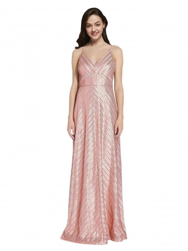 Sleeveless Rose Gold Low Back Sheath V-Neck Formal Evening Gown / Prom Dress / Bridesmaid Dress Mississauga