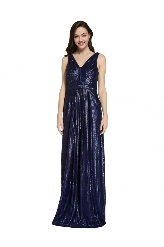 Sleeveless Dark Navy V-Back Sheath V-Neck Formal Evening Gown / Prom Dress / Bridesmaid Dress Mississauga