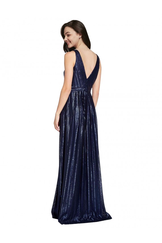 Sleeveless Dark Navy V-Back Sheath V-Neck Formal Evening Gown / Prom Dress / Bridesmaid Dress Mississauga
