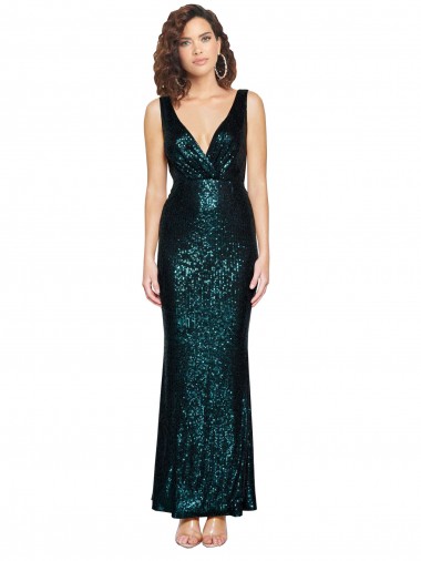 Sleeveless Dark Green Mermaid V-Neck Bridesmaid Dress / Evening Dress Mississauga