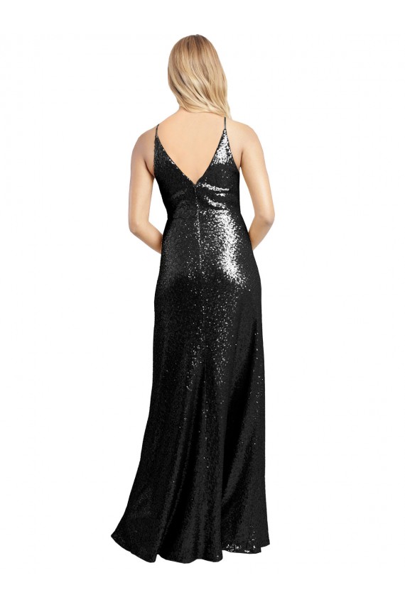 Sleeveless Black V-Back A-Line Spaghetti Straps Formal Evening Gown / Prom Dress / Bridesmaid Dress Mississauga