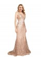 Sleeveless Rose Gold V-Back Mermaid V-Neck Formal Plus Size Evening Gown / Prom Dress / Bridesmaid Dress Mississauga