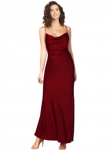 Sleeveless Burgundy Low Back Sheath Cowl Neck Black Tie Evening Gown / Prom Dress / Bridesmaid Dress Mississauga