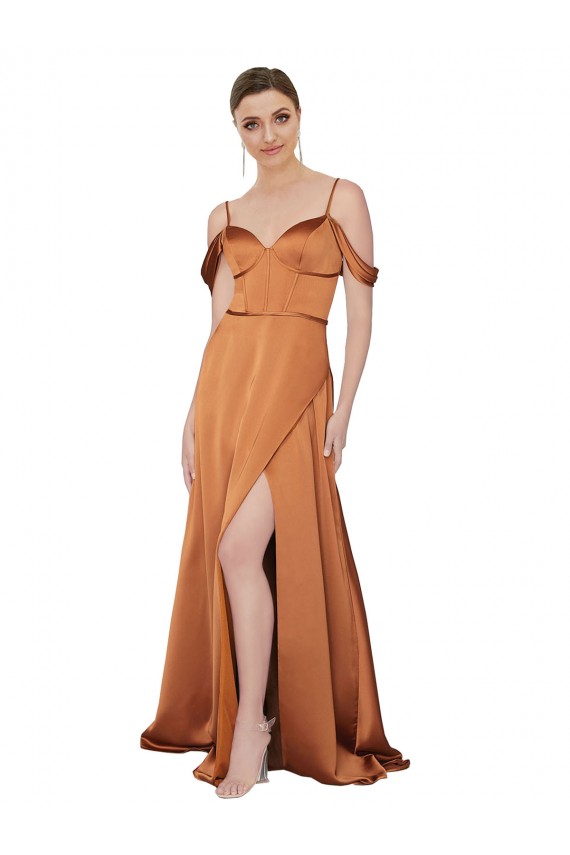 Cold Shoulder Orange Low Back A-Line Spaghetti Straps Formal Evening Gown / Prom Dress / Bridesmaid Dress Mississauga